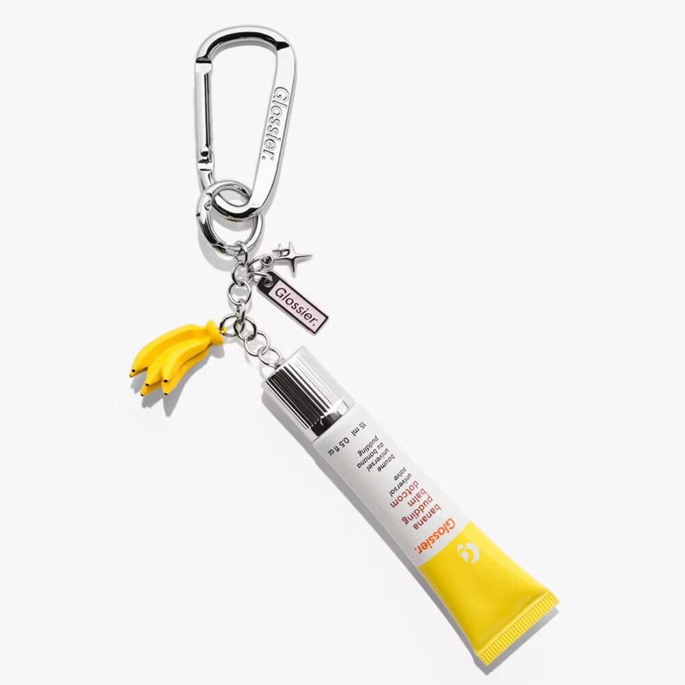 Glossier Banana Pudding Balm Dotcom and Keychain - Picture 2 of 5